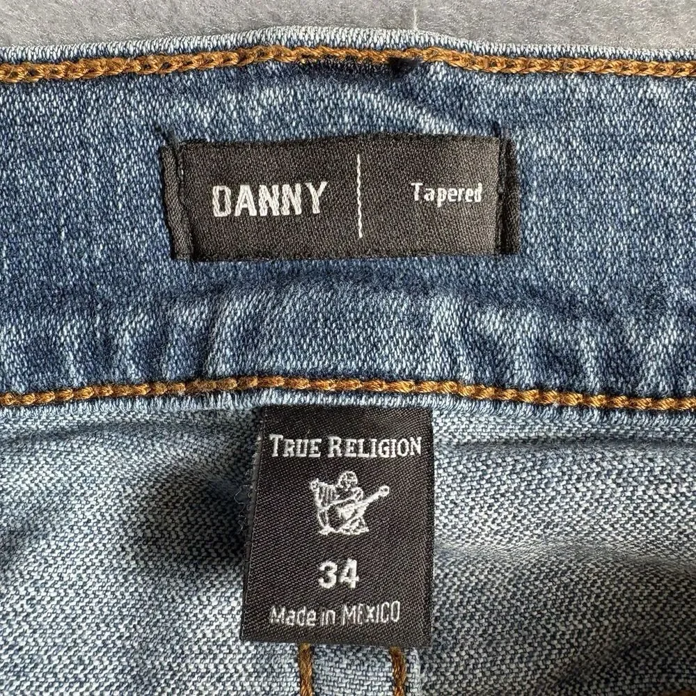 True Religion Danny Tapered Jeans Men’s 34 Blue Wash Denim Straight Slim Fit